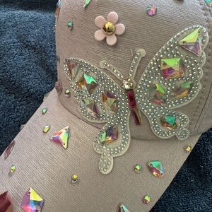 Embellished Butterfly Cap with Rhinestones